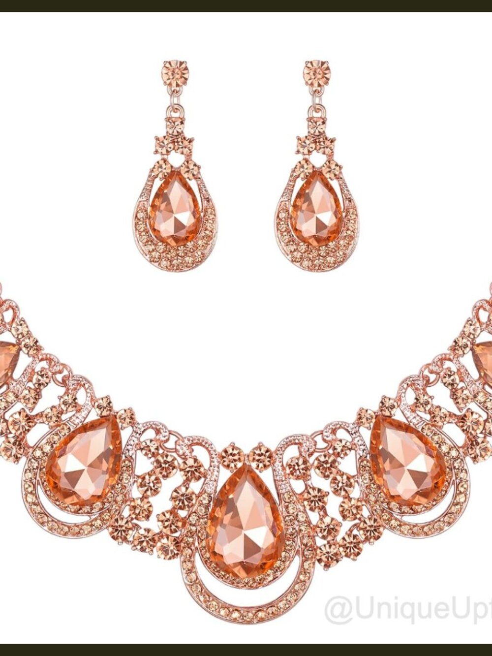 BriLove Austrian Crystal Statement Necklace Dangle Earrings Set